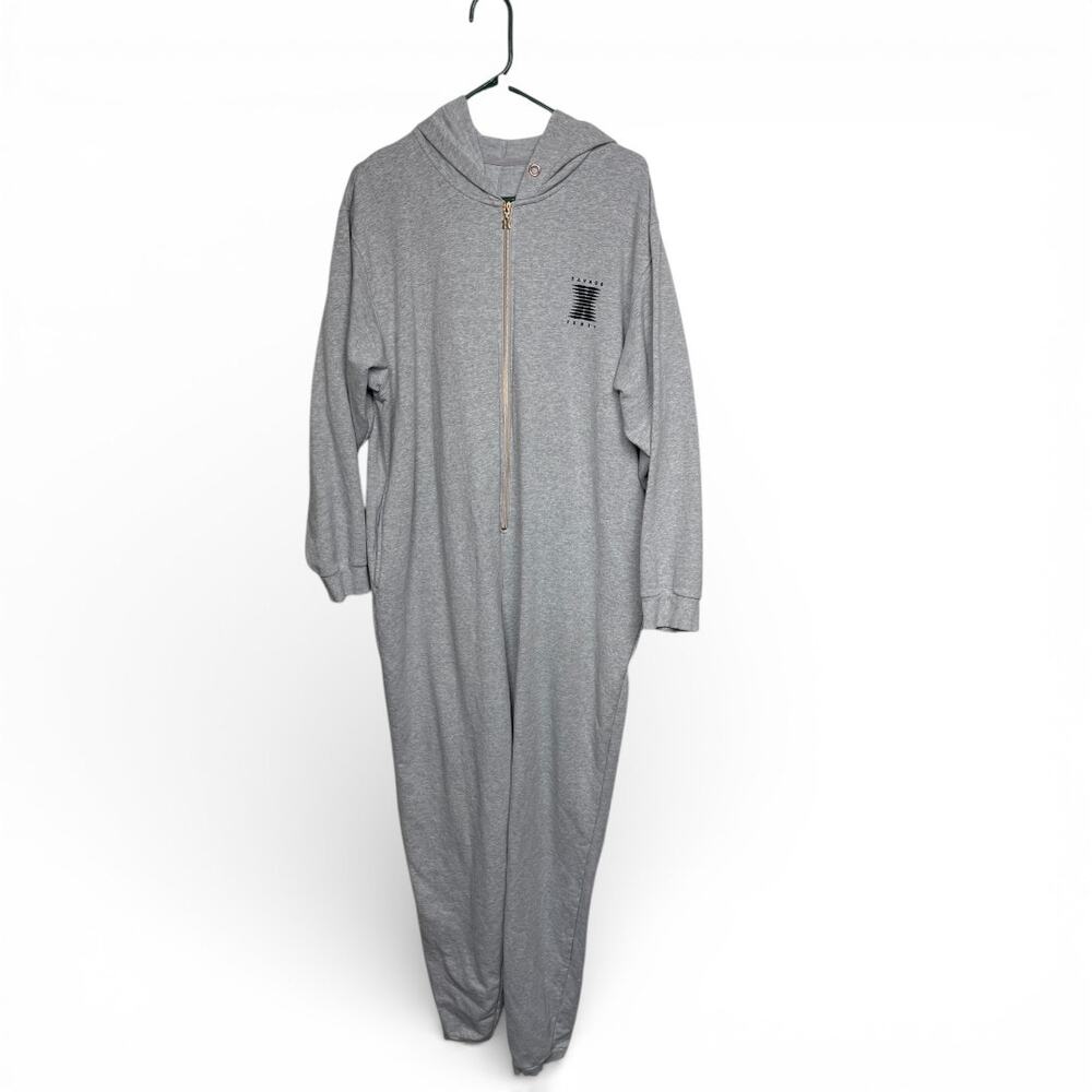 Rihanna Savage X Fenty Grey Logo Hooded loungewear bodysuit pajamas - Size M/L - Picture 2 of 5